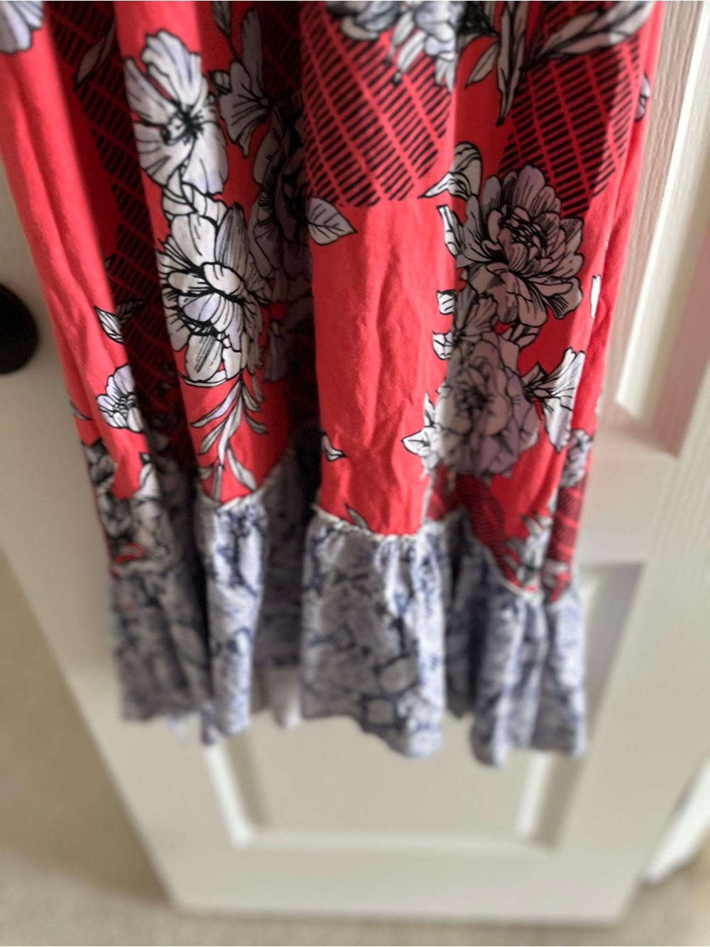 Anthropologie Coral and Lavender Floral Maxi with Snake-Print Overlay - Picture 6 of 8